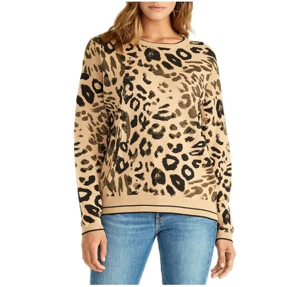 Rachel Roy Crew Neck Rikki Leopard Print Sweater Sz S - Picture 1 of 7